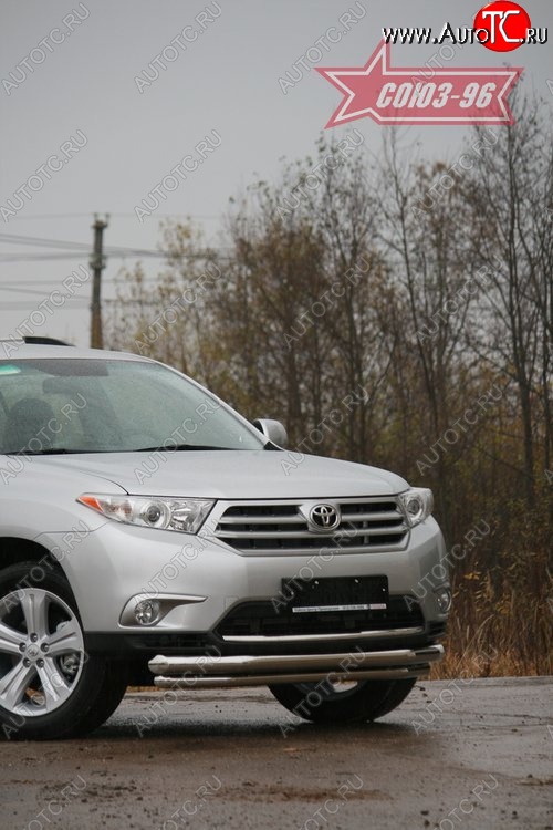 27 629 р. Защита переднего бампера из двух труб (d76х60) SOUZ-96  Toyota Highlander  XU40 (2010-2013) рестайлинг  с доставкой в г. Кемерово