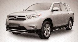 11 499 р. Защита переднего бампера из короткой трубы диаметром 57 мм Slitkoff  Toyota Highlander  XU40 (2010-2013) рестайлинг (Цвет: нержавеющая полированная сталь)  с доставкой в г. Кемерово. Увеличить фотографию 1