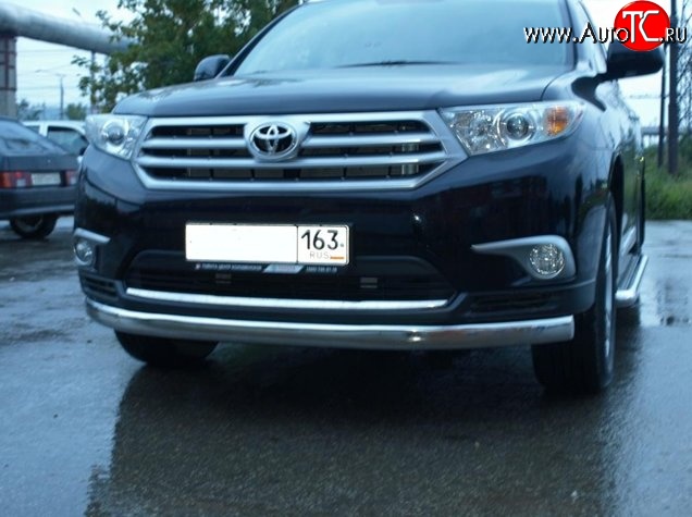 11 499 р. Защита переднего бампера d75x42 мм Металл Дизайн  Toyota Highlander  XU40 (2010-2013) рестайлинг (полированная нержавейка)  с доставкой в г. Кемерово
