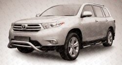 Усиленная низкая защита переднего бампера из трубы диаметром 57 мм Slitkoff Toyota Highlander  XU40 (2010-2013) рестайлинг