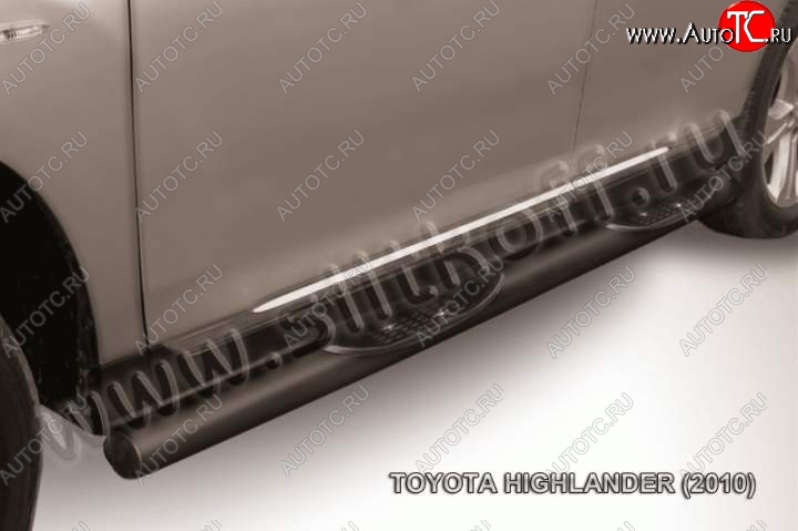 15 499 р. Защита порогов Slitkoff Toyota Highlander XU40 рестайлинг (2010-2013) (Цвет: серебристый)  с доставкой в г. Кемерово