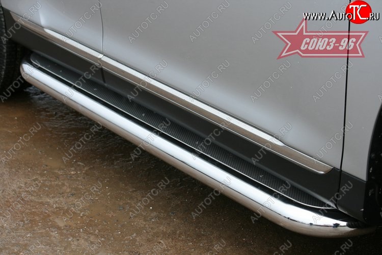 27 989 р. Защита порогов с листом рестайл Souz-96 (d76).  Toyota Highlander  XU40 (2010-2013) рестайлинг  с доставкой в г. Кемерово