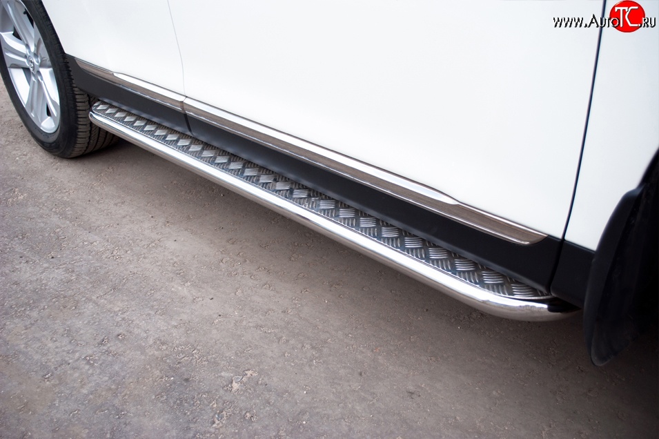 24 649 р. Широкая защита порогов SLITKOFF  Toyota Highlander  XU40 (2010-2013) рестайлинг  с доставкой в г. Кемерово