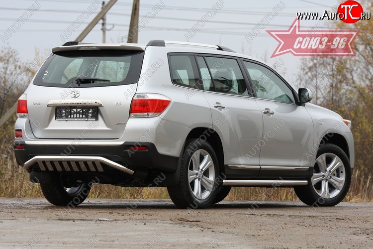23 309 р. Защита заднего бампера Souz-96 (d60)  Toyota Highlander  XU40 (2010-2013) рестайлинг  с доставкой в г. Кемерово