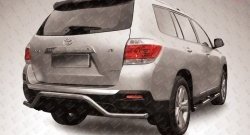 12 999 р. Защита заднего бампера из фигурной трубы диаметром 57 мм Slitkoff  Toyota Highlander  XU40 (2010-2013) рестайлинг (Цвет: нержавеющая полированная сталь)  с доставкой в г. Кемерово. Увеличить фотографию 1