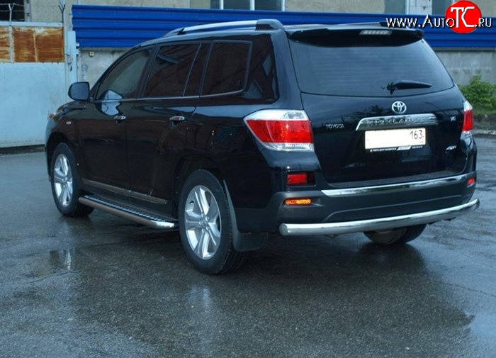 11 499 р. Защита заднего бампера d75x42 ммМеталл Дизайн Toyota Highlander XU40 дорестайлинг (2007-2010) (полированная нержавейка)  с доставкой в г. Кемерово
