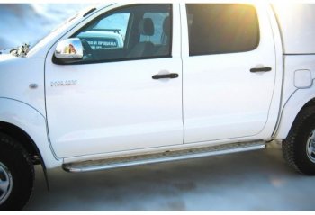 Широкая защита порогов с трубой диаметром 42 мм SLITKOFF v3 Toyota Hilux  AN20,AN30 (2011-2016)  2-ой рестайлинг