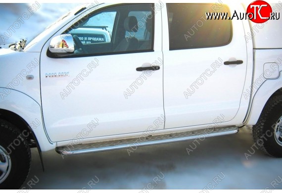 35 549 р. Широкая защита порогов с трубой диаметром 42 мм SLITKOFF v3  Toyota Hilux  AN20,AN30 (2011-2016)  2-ой рестайлинг  с доставкой в г. Кемерово