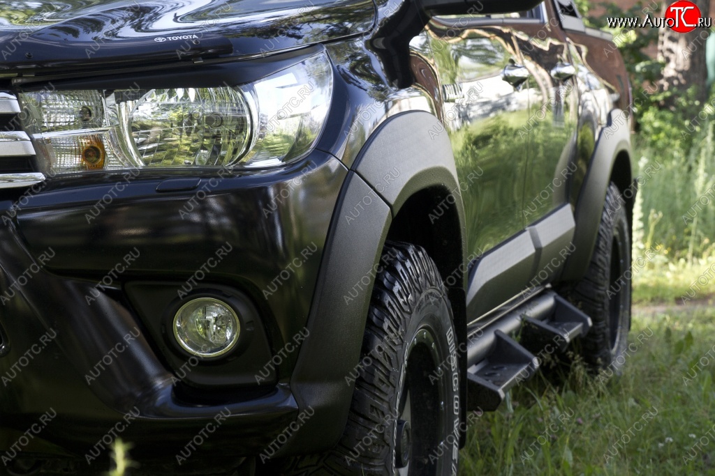 27 899 р. Расширитель арки RA (вылет 25 мм, комплект)  Toyota Hilux  AN120 (2016-2020) дорестайлинг (Поверхность шагрень)  с доставкой в г. Кемерово