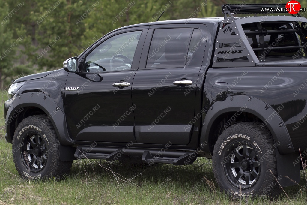 27 549 р. Расширитель арки RA (вылет 50 мм, комплект)  Toyota Hilux  AN120 (2016-2020) дорестайлинг (Поверхность шагрень)  с доставкой в г. Кемерово