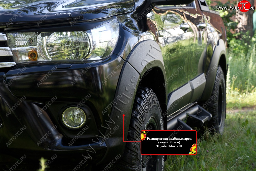 27 549 р. Расширитель арки RA (вылет 25 мм, комплект)  Toyota Hilux  AN120 (2016-2020) дорестайлинг (Поверхность глянец (под окраску), Неокрашенный)  с доставкой в г. Кемерово