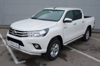 22 999 р. Широкая защита порогов с трубой диаметром 42 мм SLITKOFF v2  Toyota Hilux  AN120 (2016-2020) дорестайлинг  с доставкой в г. Кемерово. Увеличить фотографию 2