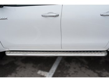 22 999 р. Широкая защита порогов с трубой диаметром 42 мм SLITKOFF v2  Toyota Hilux  AN120 (2016-2020) дорестайлинг  с доставкой в г. Кемерово. Увеличить фотографию 3