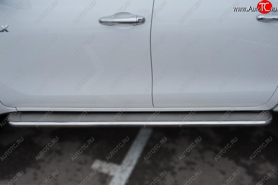 35 549 р. Широкая защита порогов с трубой диаметром 42 мм SLITKOFF v3  Toyota Hilux  AN120 (2016-2020) дорестайлинг  с доставкой в г. Кемерово