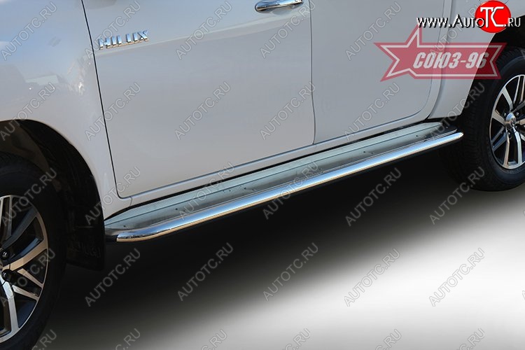 21 689 р. Защита порогов с листом Souz-96 (d60). Toyota Hilux AN120 дорестайлинг (2016-2020)  с доставкой в г. Кемерово