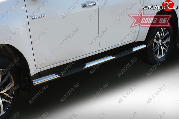 17 369 р. Защита порогов с проступью Souz-96 (d76) Toyota Hilux AN120 дорестайлинг (2016-2020)  с доставкой в г. Кемерово