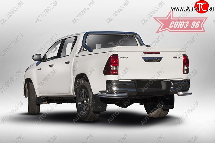 17 369 р. Защита заднего бампера из двойных боковых уголков Souz-96 (d76/42) Toyota Hilux AN120 дорестайлинг (2016-2020)  с доставкой в г. Кемерово
