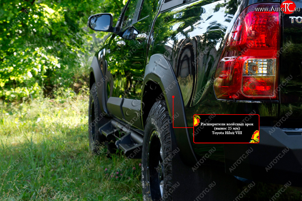 6 999 р. Расширитель арки RA (вылет 25 мм, задний левый)  Toyota Hilux  AN120 (2016-2020) дорестайлинг (Поверхность шагрень)  с доставкой в г. Кемерово