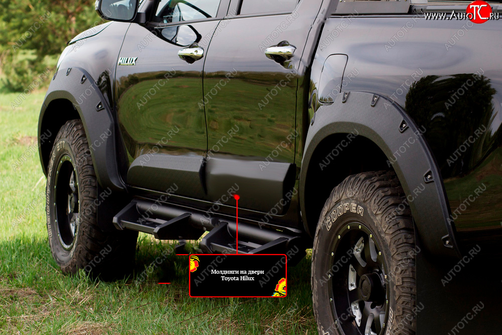 3 499 р. Молдинг двери RA (задний левый) Toyota Hilux AN120 дорестайлинг (2016-2020) (Поверхность глянец под покраску, Неокрашенный)  с доставкой в г. Кемерово