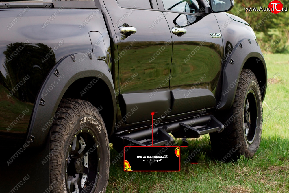 3 499 р. Молдинг двери RA (задний правый) Toyota Hilux AN120 дорестайлинг (2016-2020) (Поверхность глянец под покраску, Неокрашенный)  с доставкой в г. Кемерово