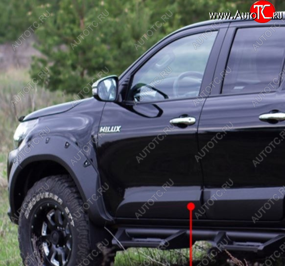 3 499 р. Молдинг двери RA (передний левый) Toyota Hilux AN120 дорестайлинг (2016-2020) (Поверхность глянец под покраску, Неокрашенный)  с доставкой в г. Кемерово