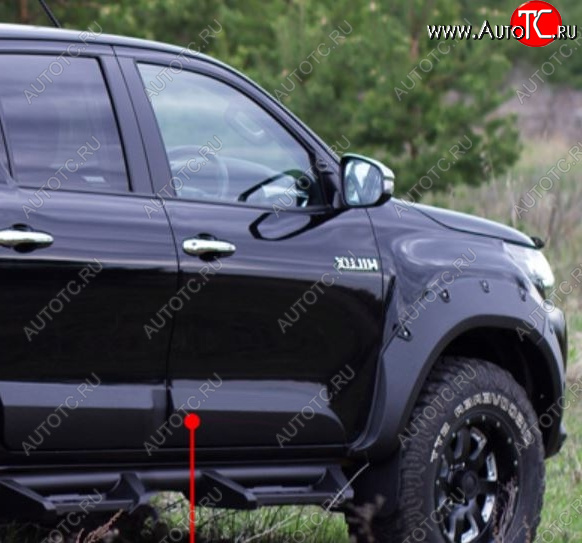 3 499 р. Молдинг двери RA (передний правый) Toyota Hilux AN120 дорестайлинг (2016-2020) (Поверхность глянец под покраску, Неокрашенный)  с доставкой в г. Кемерово