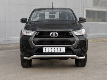 16 899 р. Защита переднего бампера (Ø63 мм волна) SLITKOFF  Toyota Hilux  AN120 (2020-2025) 2-ой рестайлинг (полированная нержавейка)  с доставкой в г. Кемерово. Увеличить фотографию 1