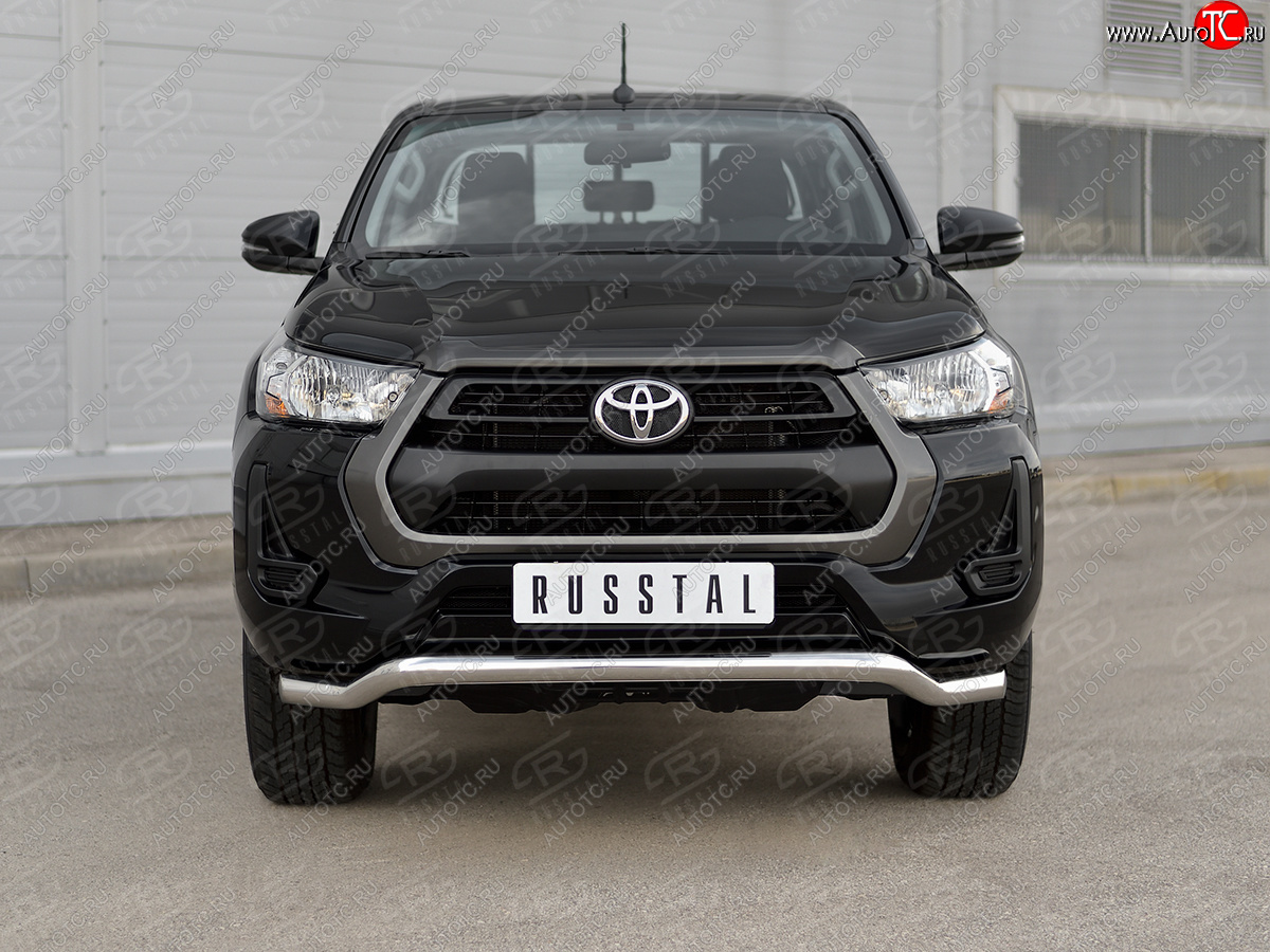 16 899 р. Защита переднего бампера (Ø63 мм волна) SLITKOFF  Toyota Hilux  AN120 (2020-2025) 2-ой рестайлинг (полированная нержавейка)  с доставкой в г. Кемерово