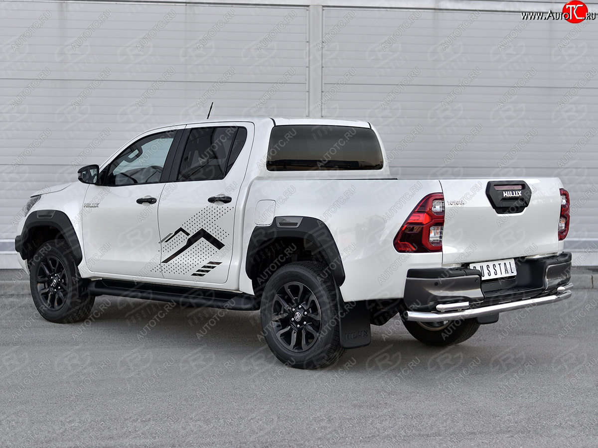 24 999 р. Защита заднего бампера (Ø63 и 42 мм) SLITKOFF  Toyota Hilux  AN120 (2020-2025) 2-ой рестайлинг (полированная нержавейка)  с доставкой в г. Кемерово