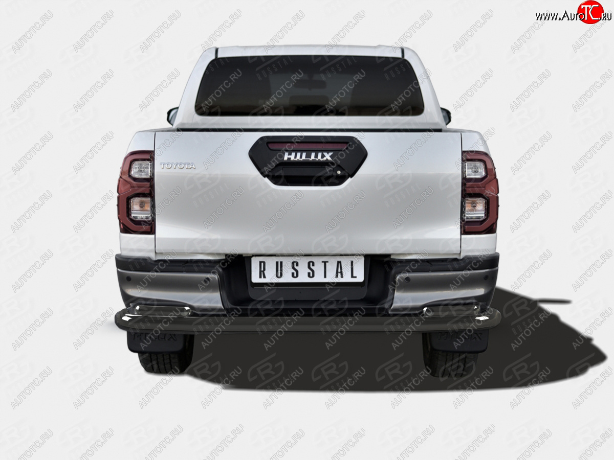 13 199 р. Защита заднего бампера (Ø63 и 42 мм) SLITKOFF  Toyota Hilux  AN120 (2020-2025) 2-ой рестайлинг (нержавейка с полимерным покрытием, черный)  с доставкой в г. Кемерово
