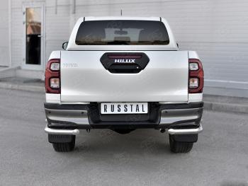 Защита заднего бампера (Ø63 мм, нержавейка, BLACK ONYX) SLITKOFF Toyota Hilux  AN120 (2020-2025) 2-ой рестайлинг