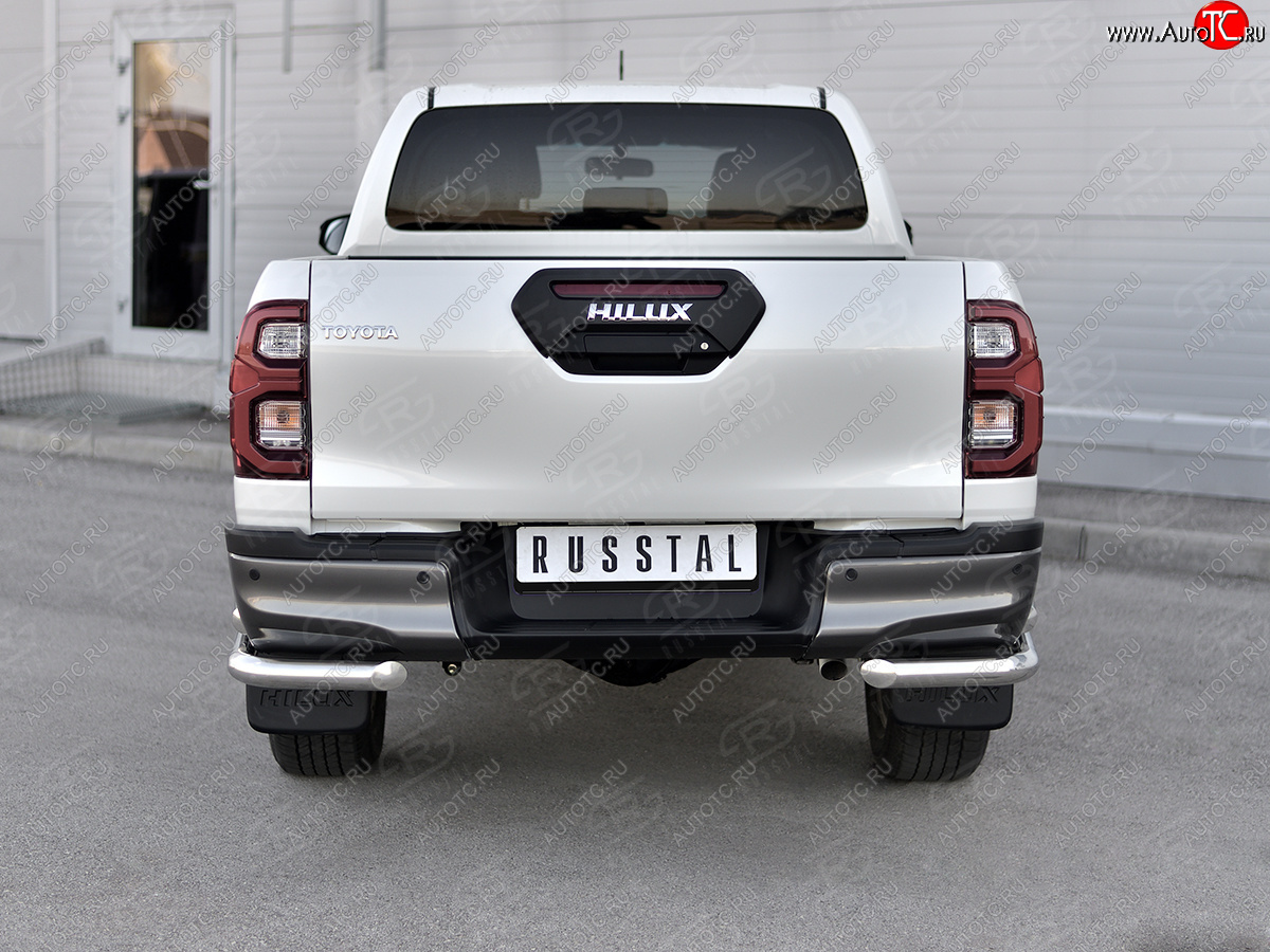 21 349 р. Защита заднего бампера (Ø63 мм, нержавейка, BLACK ONYX) SLITKOFF  Toyota Hilux  AN120 (2020-2025) 2-ой рестайлинг  с доставкой в г. Кемерово