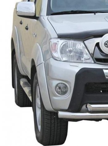 Защита порогов ТехноСфера (Техно Сфера) (нержавейка, с проступью, d76 mm) Toyota Hilux  AN10,AN20 (2008-2011) 1-ый рестайлинг
