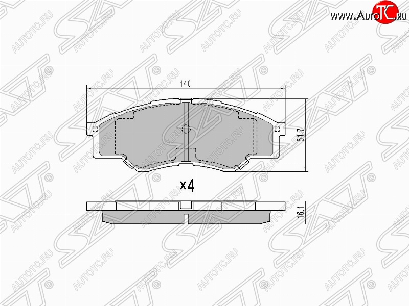 729 р. Колодки тормозные (передние) (короткая база) SAT Toyota Hilux AN10,AN20 дорестайлинг (2004-2008)  с доставкой в г. Кемерово