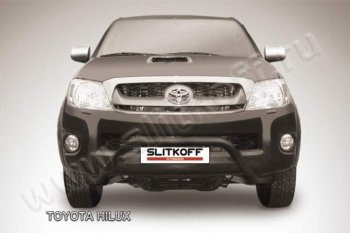 21 999 р. Кенгурятник d57 низкий широкий мини Slitkoff  Toyota Hilux  AN10,AN20 (2008-2011) 1-ый рестайлинг (Цвет: серебристый)  с доставкой в г. Кемерово. Увеличить фотографию 1