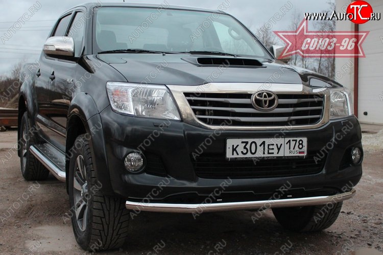 12 959 р. Защита переднего бампера одинарная Souz-96 (d60) Toyota Hilux AN20,AN30  2-ой рестайлинг (2011-2016)  с доставкой в г. Кемерово