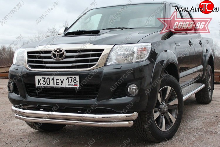 9 629 р. Защита переднего бампера двойная Souz-96 (d76/60) Toyota Hilux AN20,AN30  2-ой рестайлинг (2011-2016)  с доставкой в г. Кемерово