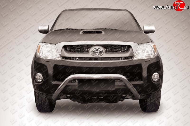 31 849 р. Усиленная защита переднего бампера из трубы диаметром 57 мм Slitkoff  Toyota Hilux  AN10,AN20 (2008-2011) 1-ый рестайлинг (Цвет: нержавеющая полированная сталь)  с доставкой в г. Кемерово