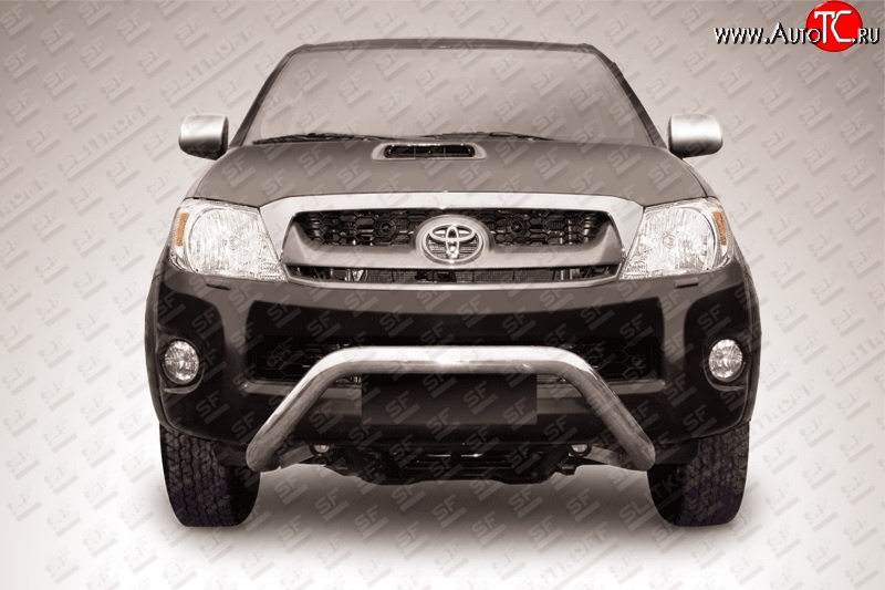 35 549 р. Усиленная защита переднего бампера из трубы диаметром 76 мм Slitkoff  Toyota Hilux  AN10,AN20 (2008-2011) 1-ый рестайлинг (Цвет: нержавеющая полированная сталь)  с доставкой в г. Кемерово