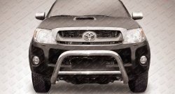 Усиленная низкая защита переднего бампера из трубы диаметром 76 мм Slitkoff Toyota Hilux  AN10,AN20 (2008-2011) 1-ый рестайлинг