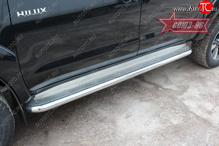 21 689 р. Защита порогов с листом Souz-96 (d60).  Toyota Hilux  AN10,AN20 (2004-2011) дорестайлинг, 1-ый рестайлинг  с доставкой в г. Кемерово