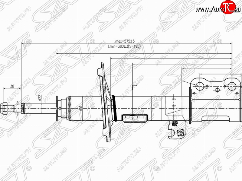 3 799 р. Левый амортизатор передний SAT Toyota Ipsum ACM20 дорестайлинг (2001-2003)  с доставкой в г. Кемерово