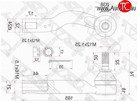 799 р. Правый наконечник рулевой тяги SAT Toyota Ipsum ACM20 дорестайлинг (2001-2003)  с доставкой в г. Кемерово