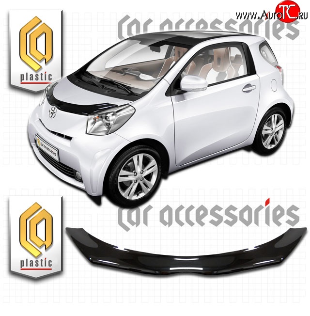 2 079 р. Дефлектор капота CA-Plastic  Toyota IQ (2008-2016) (Classic черный, Без надписи)  с доставкой в г. Кемерово