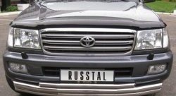 Тройная защита переднего бампера SLITKOFF из труб диаметром по 63 мм Toyota Land Cruiser 100 2-ой рестайлинг (2005-2007)