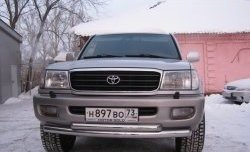 24 649 р. Защита переднего бампера (2 трубыØ76 и 63 мм, нержавейка) SLITKOFF  Toyota Land Cruiser  100 (1998-2007) дорестайлинг, 1-ый рестайлинг, 2-ой рестайлинг  с доставкой в г. Кемерово. Увеличить фотографию 1