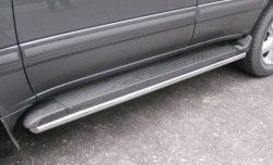 Защита порогов SLITKOFF (труба D42 мм) Toyota Land Cruiser 100 1-ый рестайлинг (2002-2005) (Защита порогов с со скосами на торцах (вариант 1))