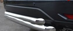 Защита заднего бампера (2 трубы Ø63 мм, нержавейка) SLITKOFF Toyota Land Cruiser  100 (1998-2007) дорестайлинг, 1-ый рестайлинг, 2-ой рестайлинг