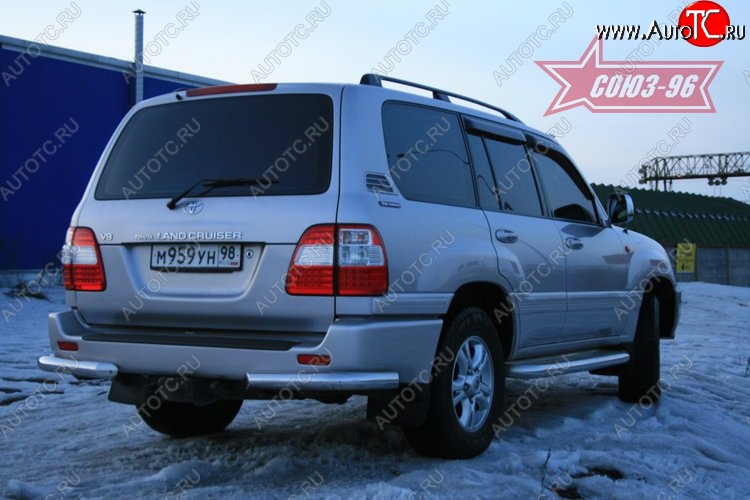 12 419 р. Защита заднего бампера из боковых уголков Souz-96 (d76)  Toyota Land Cruiser  100 (1998-2007) дорестайлинг, 1-ый рестайлинг, 2-ой рестайлинг  с доставкой в г. Кемерово