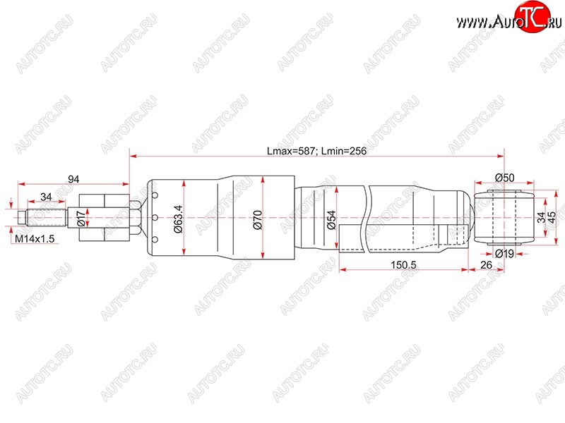 2 299 р. Амортизатор задний LH=RH SAT  Toyota Land Cruiser  100 (1998-2007) дорестайлинг, 1-ый рестайлинг, 2-ой рестайлинг  с доставкой в г. Кемерово